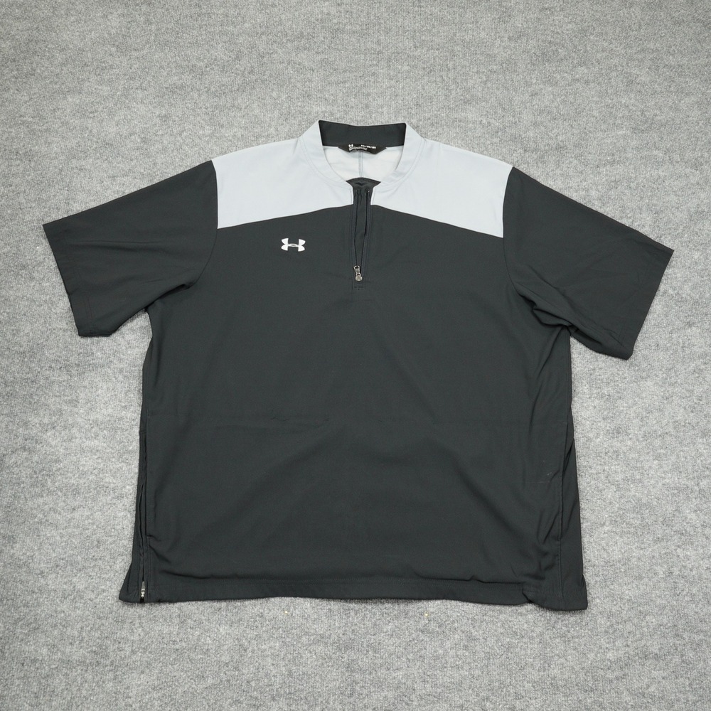 Under Armour Shirt Mens XXL Black Grey 1/4 Zip Short Sleeve Golf Pullover